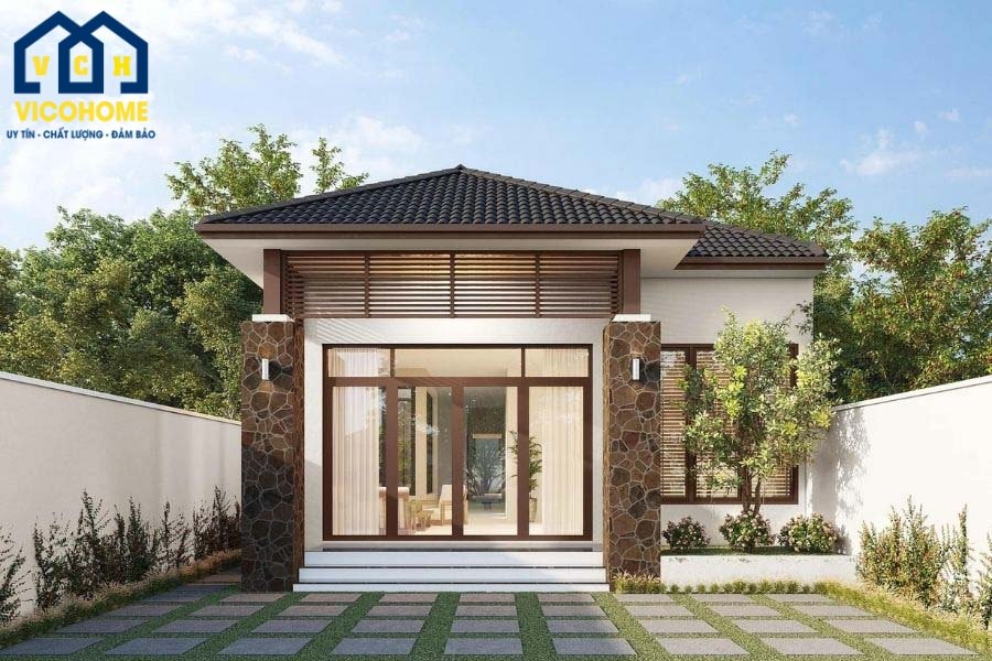 Mẫu nhà 1 tầng 80m2 mái Nhật